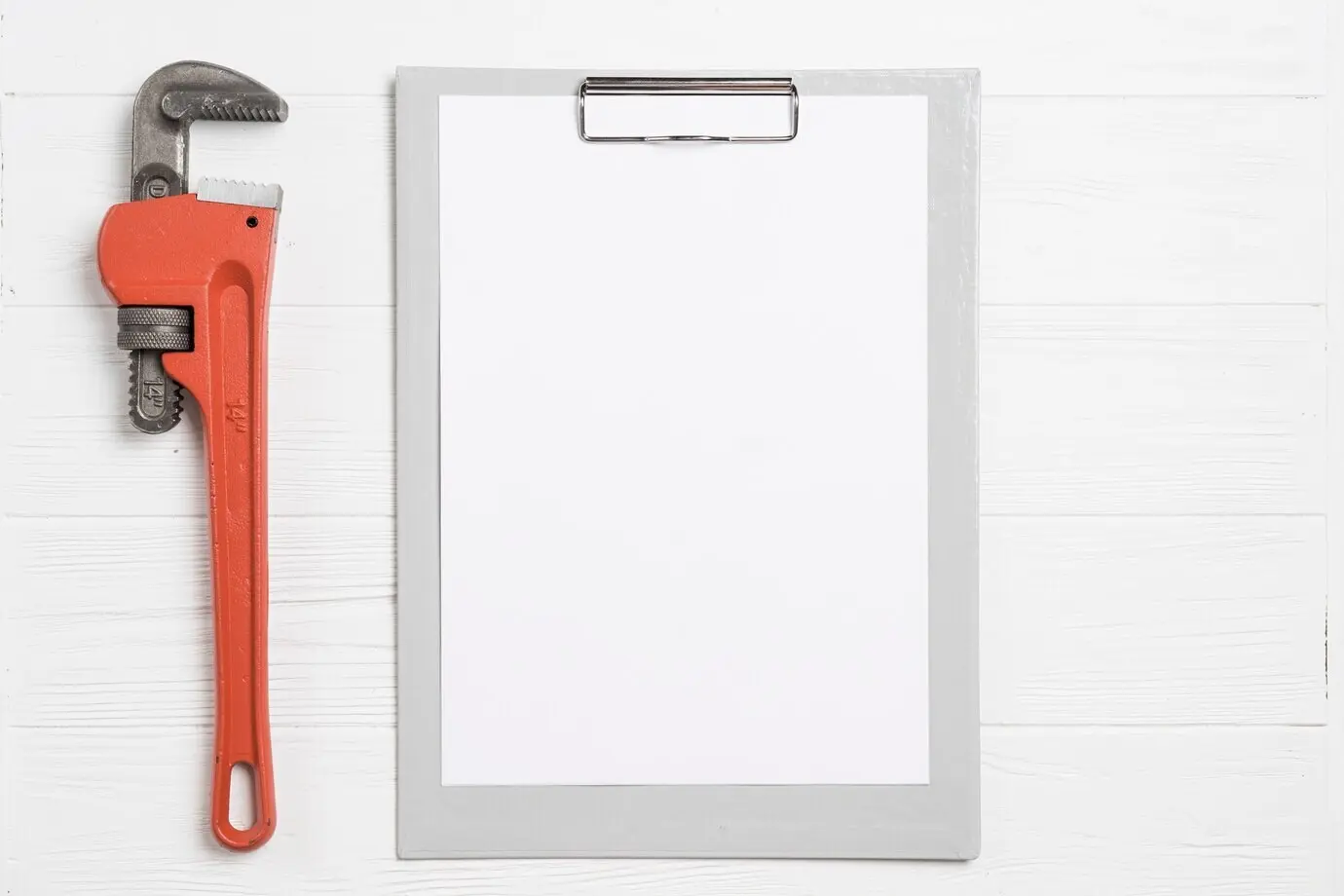 Blank paper and a wrench